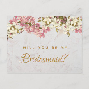 Floral Marble Orchids Bridesmaid Postcard