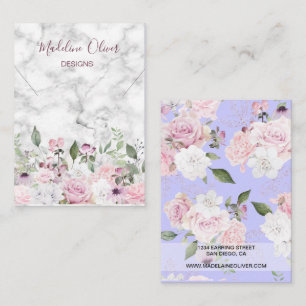 Floral Marble Purple Necklace Display Business Card