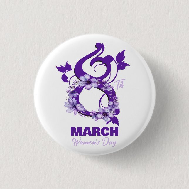 Floral March 8 International Woman's Day 2025 3 Cm Round Badge (Front)