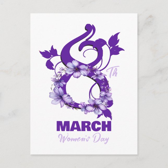 Floral March 8 International Woman's Day 2025 Postcard (Front)