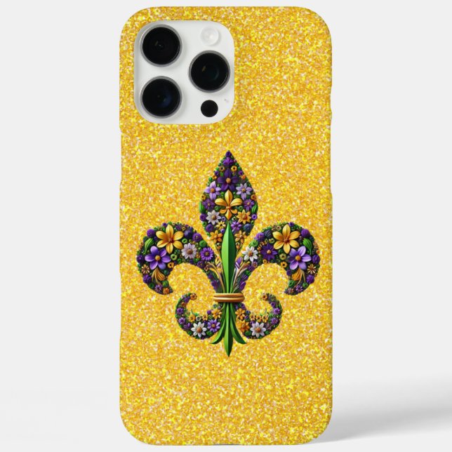 Floral Mardi Gras fleur de lis Case-Mate iPhone Case (Back)
