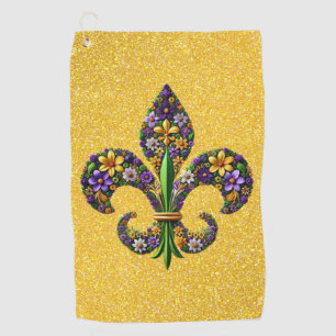 Floral Mardi Gras fleur de lis Golf Towel