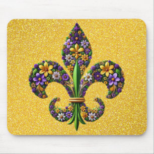 Floral Mardi Gras fleur de lis Mouse Pad