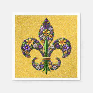 Floral Mardi Gras fleur de lis Napkin