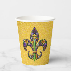 Floral Mardi Gras fleur de lis Paper Cups