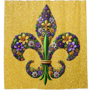 Floral Mardi Gras fleur de lis Shower Curtain