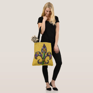 Floral Mardi Gras fleur de lis Tote Bag