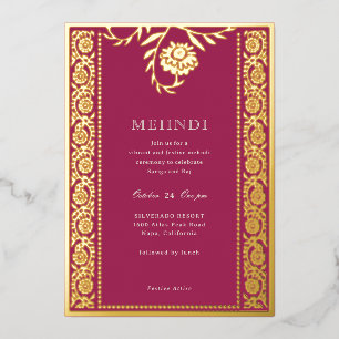 Floral Marigold Gold Mehndi Invitation