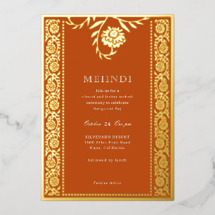 Floral Marigold Gold Mehndi Invitation