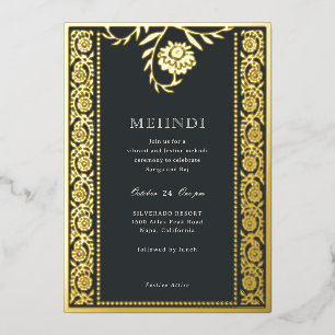 Floral Marigold Gold Mehndi Invitation
