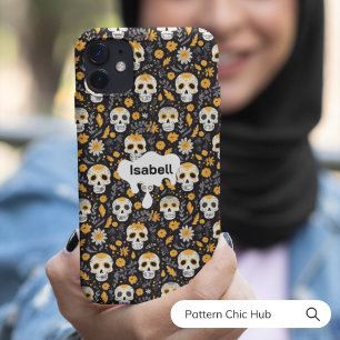 Floral Marigold Skull Dia de los Muertos Celebrate iPhone 13 Pro Max Case
