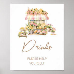 Floral Market Love In Bloom Bridal Shower Drinks Poster