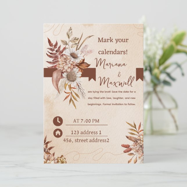 Floral Maroon Colour  Invitation (Standing Front)