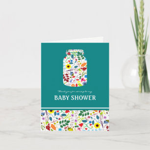 Floral Mason Jar Baby Shower Thank You Card