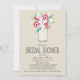 Floral Mason Jar Bridal Shower Invitation