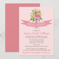 Floral Mason Jar Bridal Shower Invitations