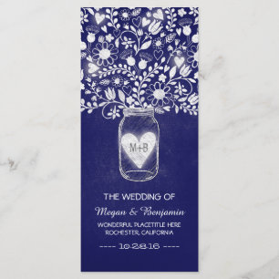 floral mason jar royal blue wedding programs programme