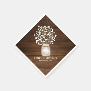 Floral mason jar rustic wedding napkin