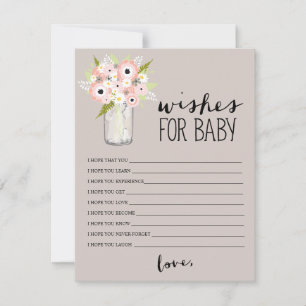 Floral Mason Jar Wishes for Baby Advice Card