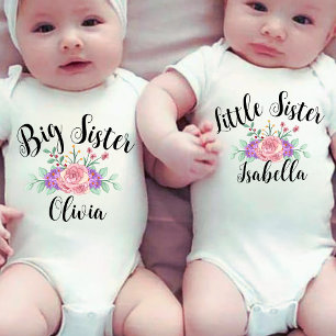 Floral Matching big sister little sis Baby Bodysuit