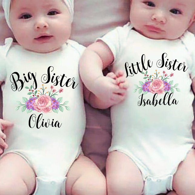 Floral Matching big sister little sis  Baby Bodysuit (Creator Uploaded)