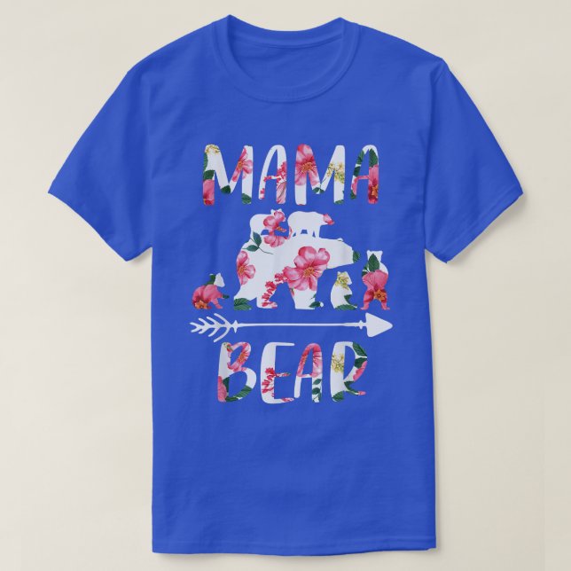 Floral Matching Family Outfits, Funny Mama Bear Fi T-Shirt (Design Front)