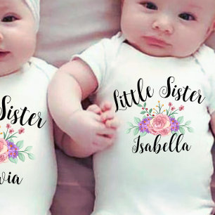 Floral Matching little sis  Baby Bodysuit