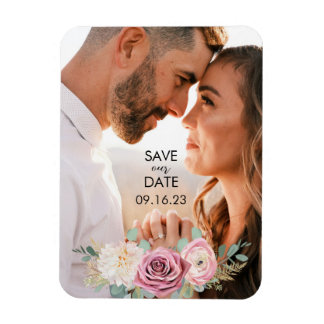 Floral Mauve Pink Black Save the Date Magnet