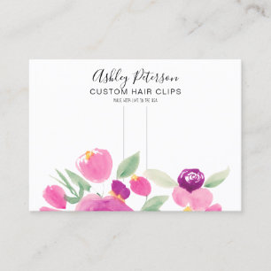 Floral mauve watercolor hair clip barrette display business card