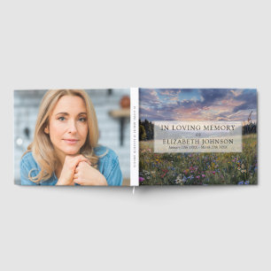 Floral Meadow Celebration of Life Funeral Photo Guest Book