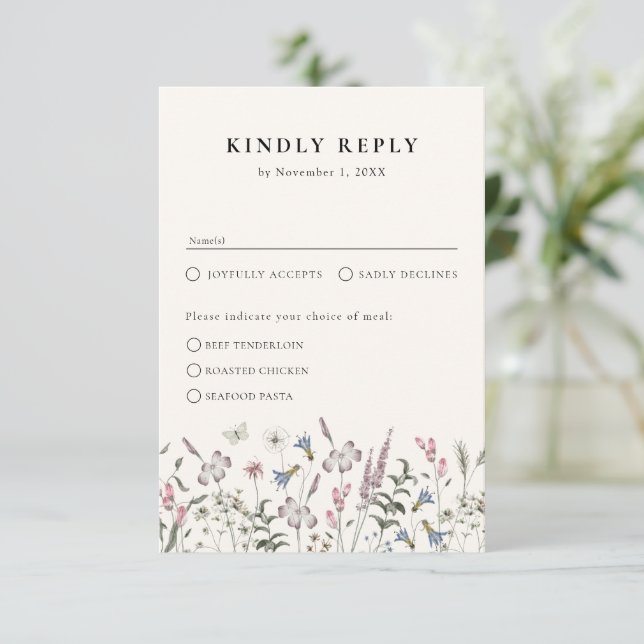 Floral Meals RSVP Card (Standing Front)