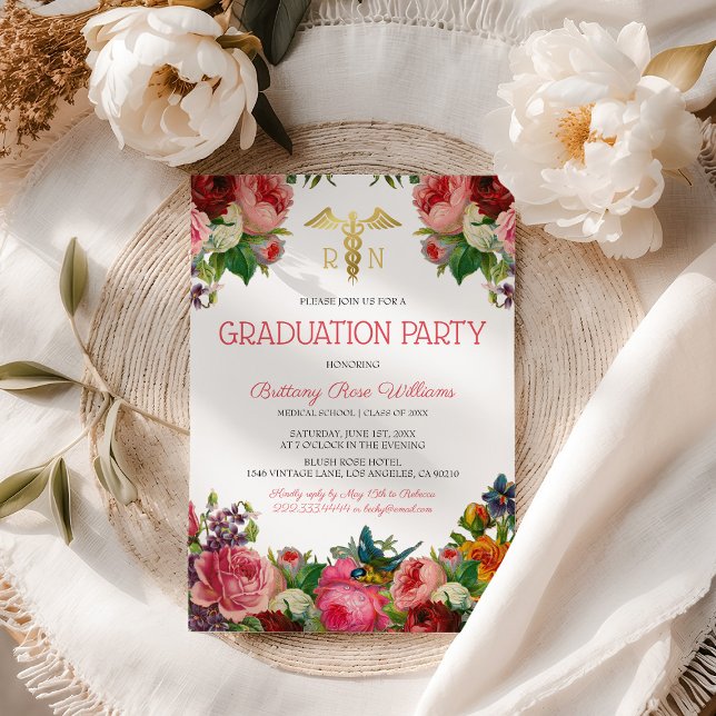 Floral Medical Nursing School Graduation Invitation (Creator Uploaded)