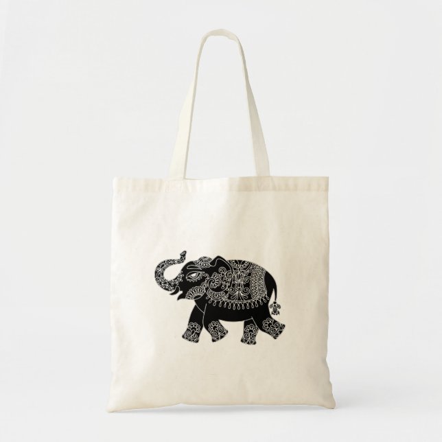 Floral Mehedi Elephant Tote Bag (Front)