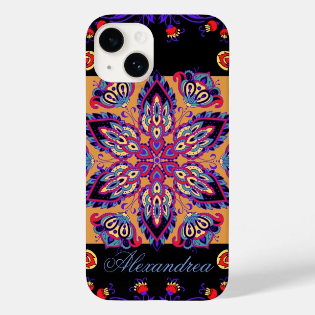 Floral Mehndi Art, Violet Nature Case-Mate iPhone Case (Back)