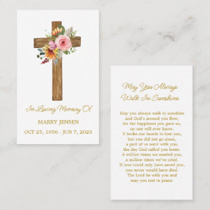 Floral Memorial Funeral Prayer Card