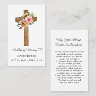 Floral Memorial Funeral Prayer Card