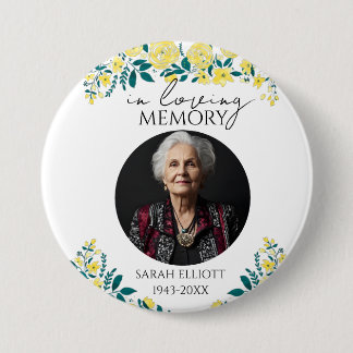 floral memory of loved one  7.5 cm round badge
