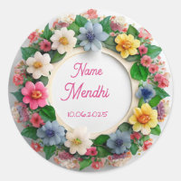 Floral mendhi favor stickers 