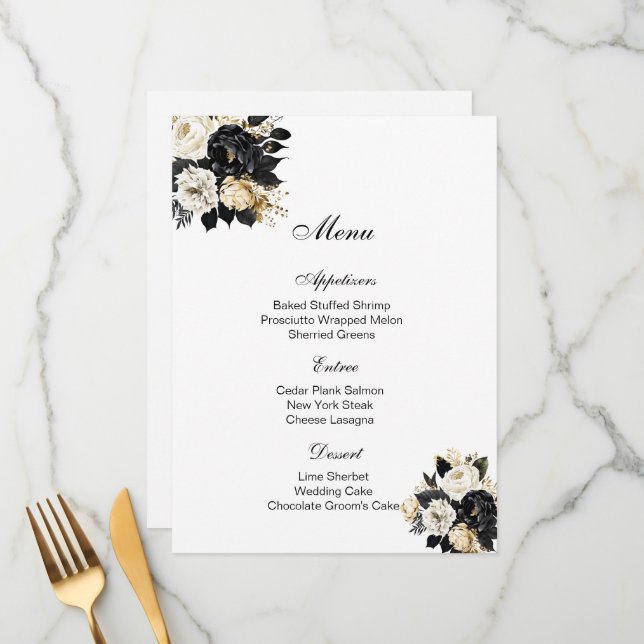 Floral Menu Card (Front/Back In Situ)