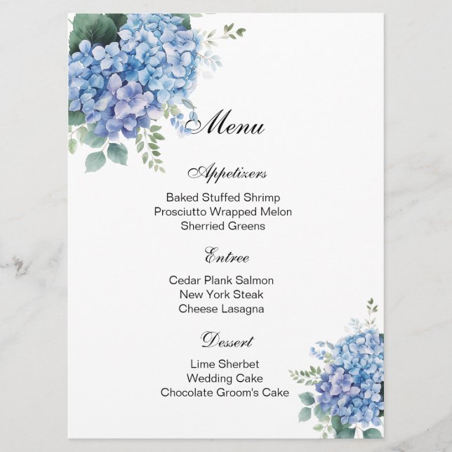 Floral Menu Card (Front)