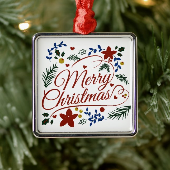Floral Merry Christmas   Metal Tree Decoration (Tree)