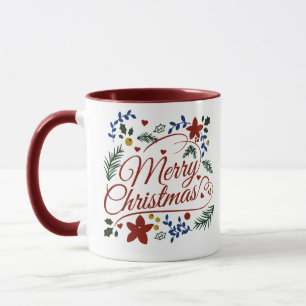 Floral Merry Christmas Mug