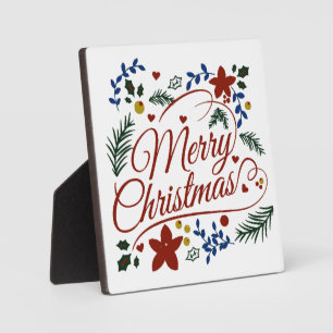 Floral Merry Christmas   Plaque