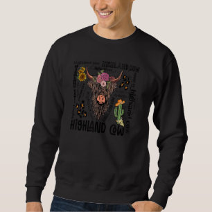 Floral Messy Highland Cow Leopard Sunflower Wester Sweatshirt
