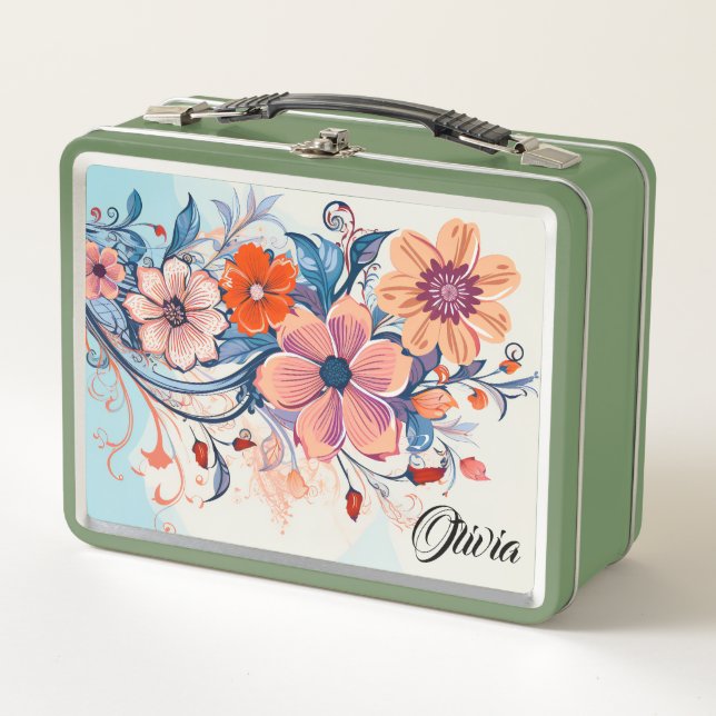 Floral Metal Lunch Box (Front)