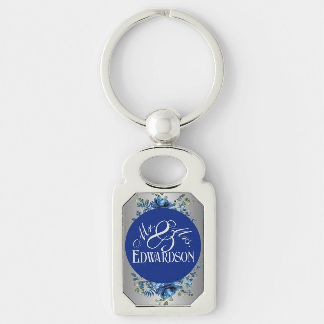 Floral & Metalic Silver Flourish Keychain (Front)