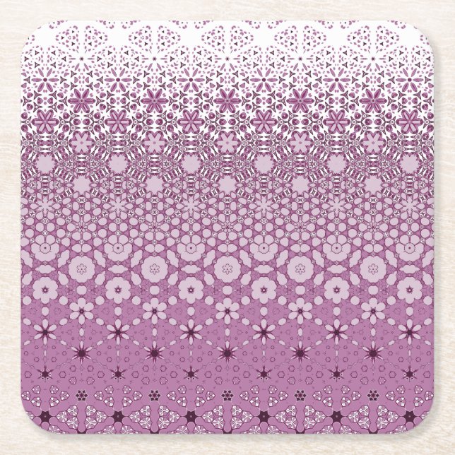 Floral Metamorphosis Pattern Square Paper Coaster (Front)