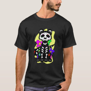Floral Mexican Cat Day of the Dead Dia De Muertos  T-Shirt