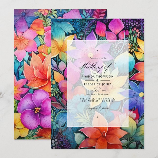 Floral Mexican Fiesta Floral Wedding Invitation (Front/Back)