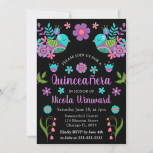 Floral Mexican Fiesta Quinceañera  Invitation